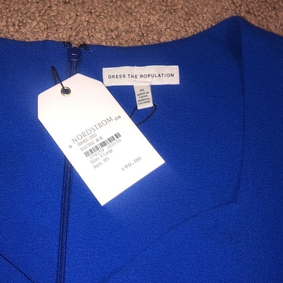 Dress The Population Elle Queen Anne Sweetheart Midi  Dress Electric Blue XL - Picture 9 of 11